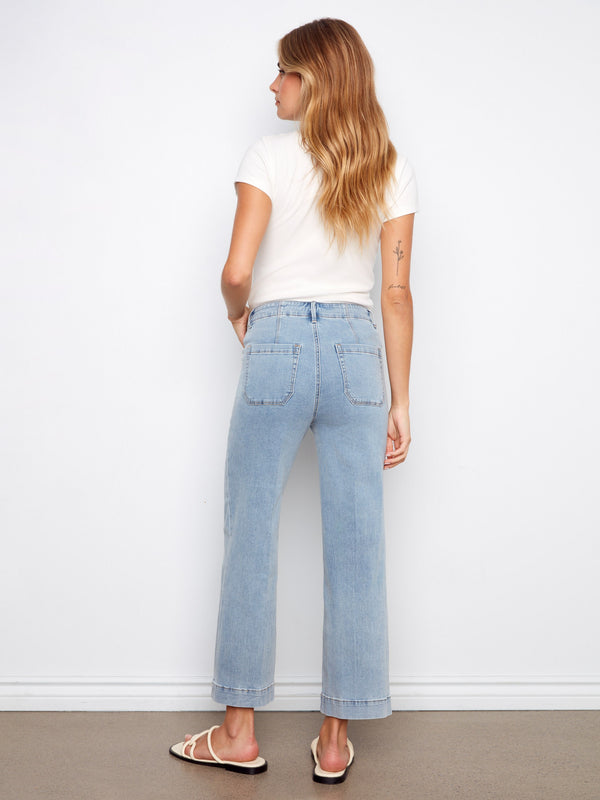 The wide leg cut adds a chic flair to these cropped length jeans, ideal for pairing with your favorite tops. By Charlie B.