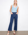 Indigo jeans featuring a wide leg design and regular rise for a comfortable fit by Charlie B.