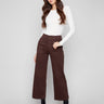 Mocha cropped pants featuring a flattering wide leg design, perfect for casual looks by Charlie B.