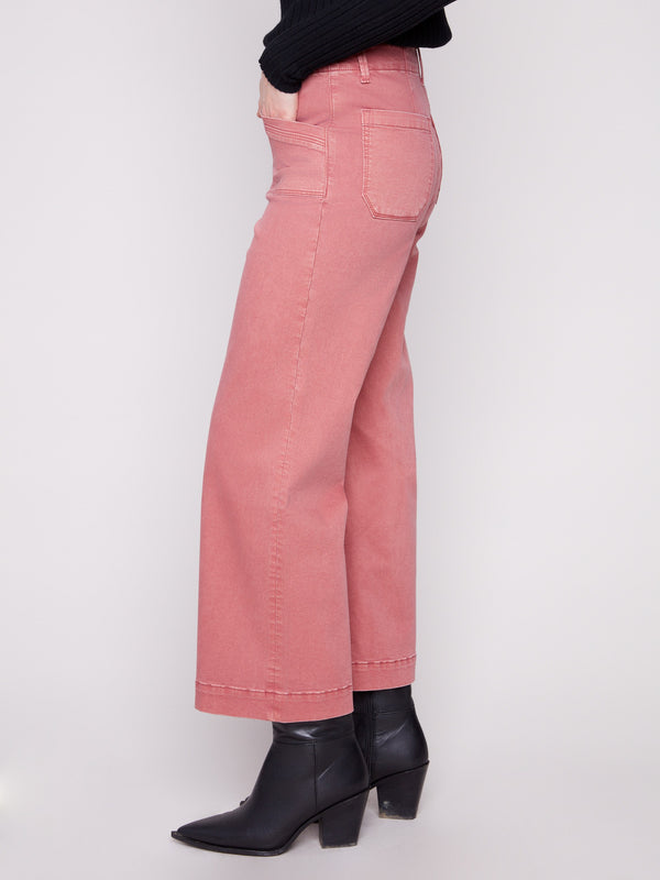 These regular rise primrose pants come with back patch pockets, combining style and utility by Charlie B.