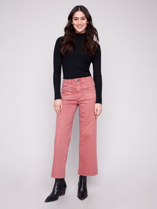 Experience the elegance of cropped length primrose pants designed for modern fashionistas by Charlie B.