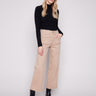 Sesame-colored twill pants featuring a stylish wide leg design, perfect for a chic look by Charlie B.