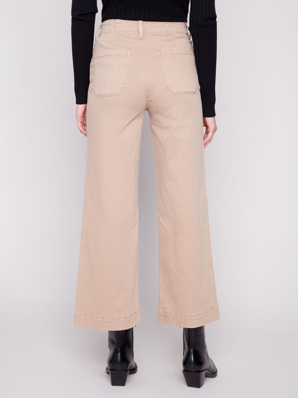 Back patch pockets enhance the utility and fashion-forward appeal of these versatile sesame-colored pants by Charlie B.