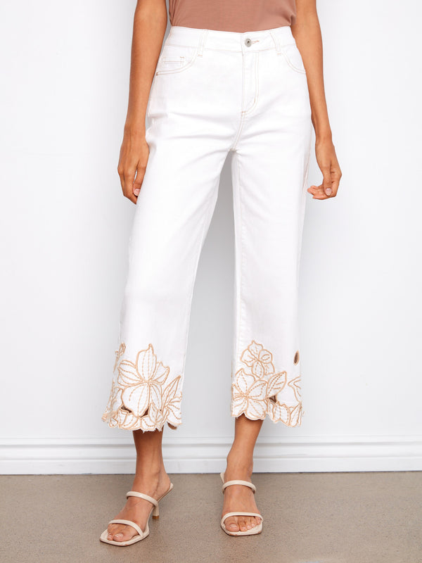 Crafted from stretch denim, these white jeans offer comfort without compromising style by Charlie B.