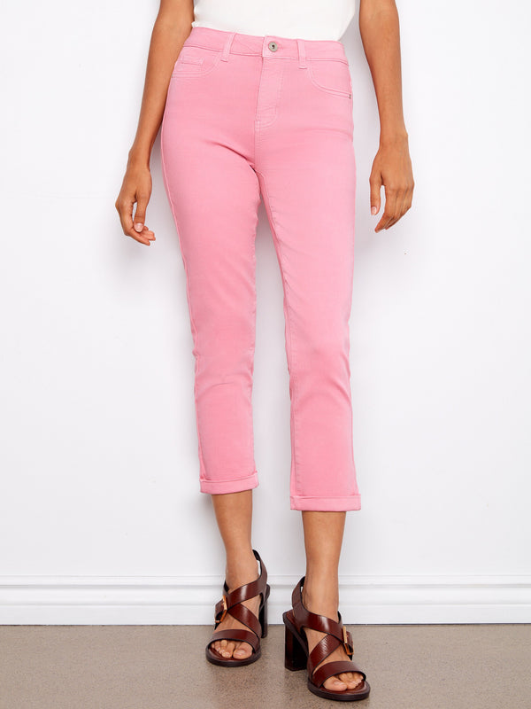 These pink pants offer a comfortable regular rise and stretch twill fabric, perfect for versatile wear. By Charlie B.