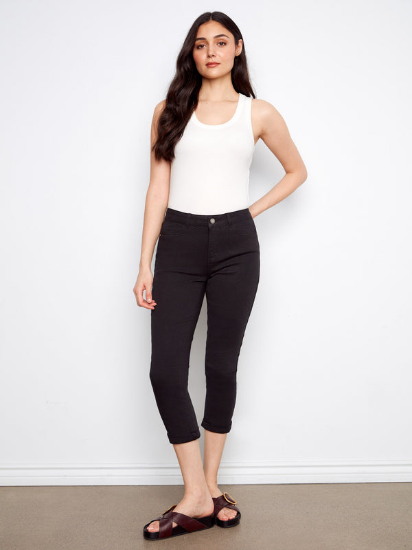 These pants feature a slim fit and a comfortable stretch twill material, perfect for everyday wear by Charlie B.