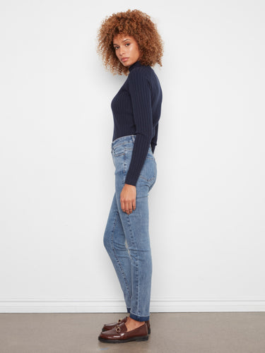 Blue jeans offering a cuffed hem and stretch denim for enhanced comfort by Charlie B.