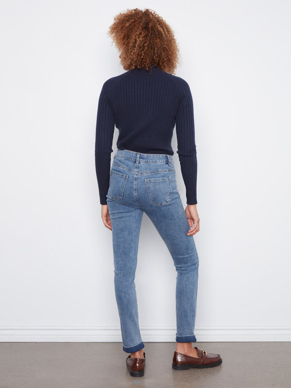 Cuffed Hem Jeans - Medium Blue