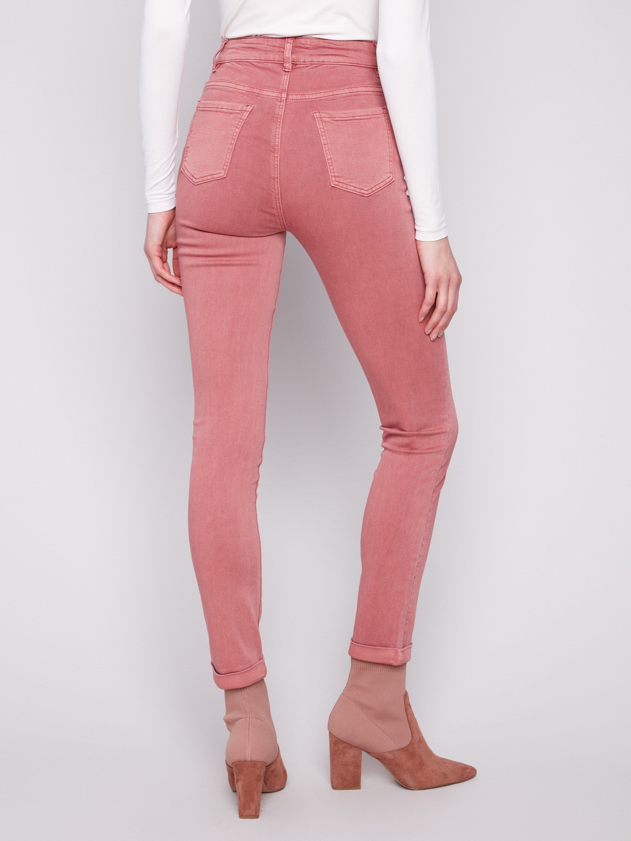 Primrose slim-leg twill jeans with cuffed hems, regular rise, and five-pocket design by Charlie B.