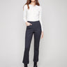 Navy ponte pants featuring a straight leg design and rolled cuffs, ideal for a chic look by Charlie B.