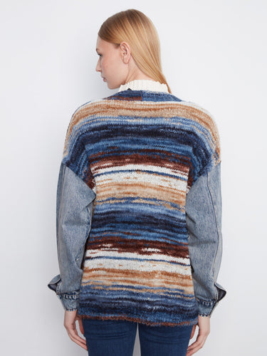 Fashionable cardigan designed with denim patch pockets, combining practicality and modern aesthetics by Charlie B.