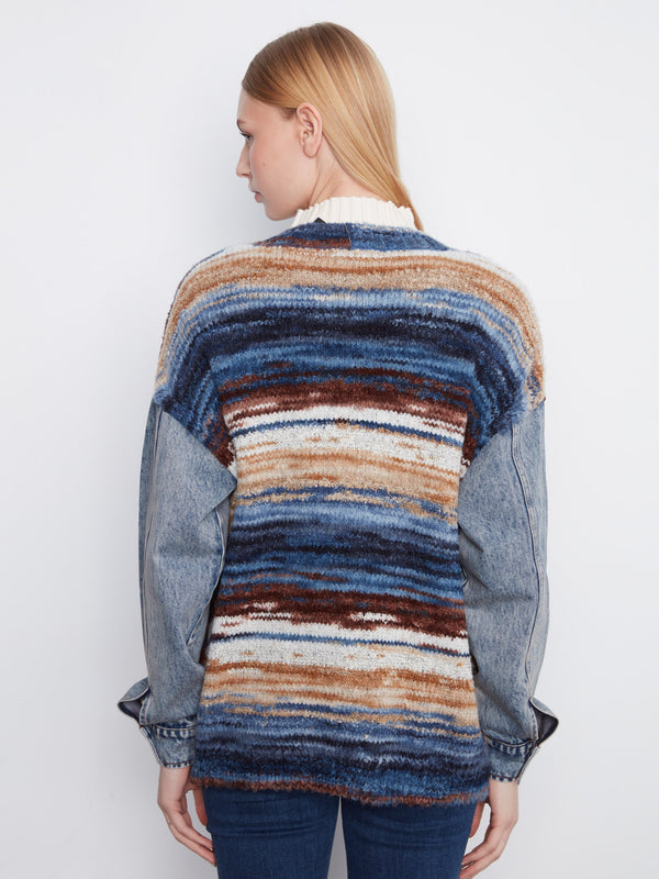 Denim Combo Space Dye Cardigan - Lake Tahoe