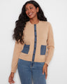 Stylish cardigan featuring a classic crew neck design, perfect for casual outings. Made from 100% cotton for comfort by Charlie B.