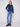 Denim quilted puffer jacket with high collar and stylish snap button closure, crafted from 100% cotton by Charlie B.