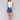 Medium blue denim shorts featuring no side seams by Charlie B.