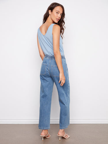 Stretch denim pants designed for ease of movement and all-day comfort. Elevate your casual wear collection by Charlie B.