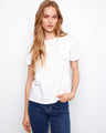White T-shirt with a crew neckline and charming embroidered hearts, crafted from 100% cotton for comfort by Charlie B.