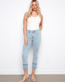 These slim fit jeans feature a stylish embroidered hem, perfect for adding flair to any outfit. By Charlie B.