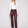 Cabernet faux leather pants featuring a straight fit and elastic waist for comfort by Charlie B.