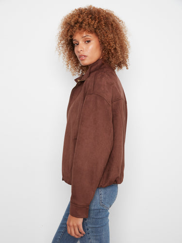 Welt pockets add both convenience and style to this versatile brown jacket, perfect for everyday wear by Charlie B.