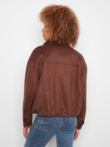 Elastic hem ensures a snug fit on this fashionable brown jacket, adding an extra touch of comfort by Charlie B.