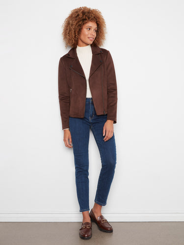 The zip-front closure on this brown jacket provides both style and functionality. By Charlie B.