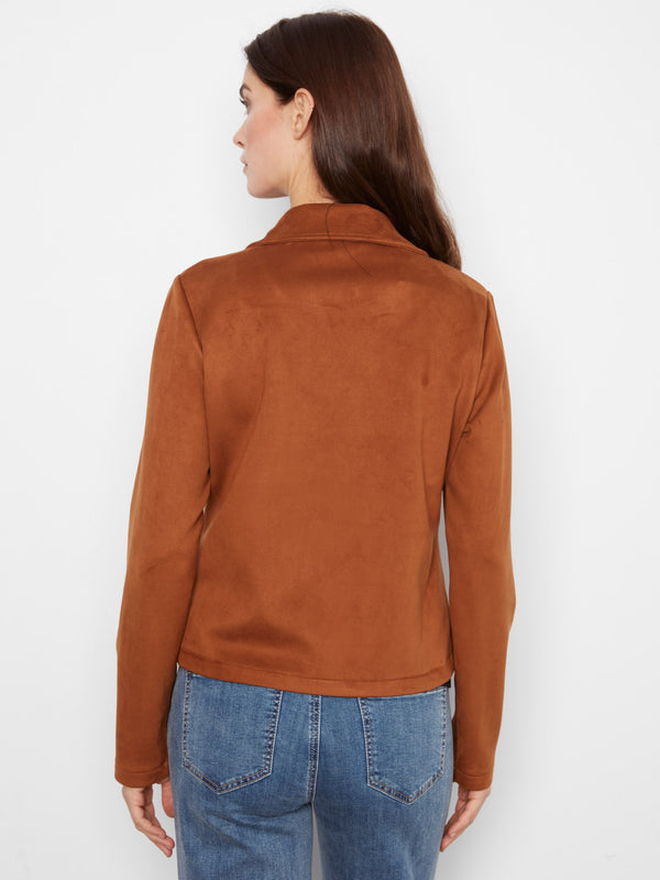 Faux Suede Moto Jacket - Toffee