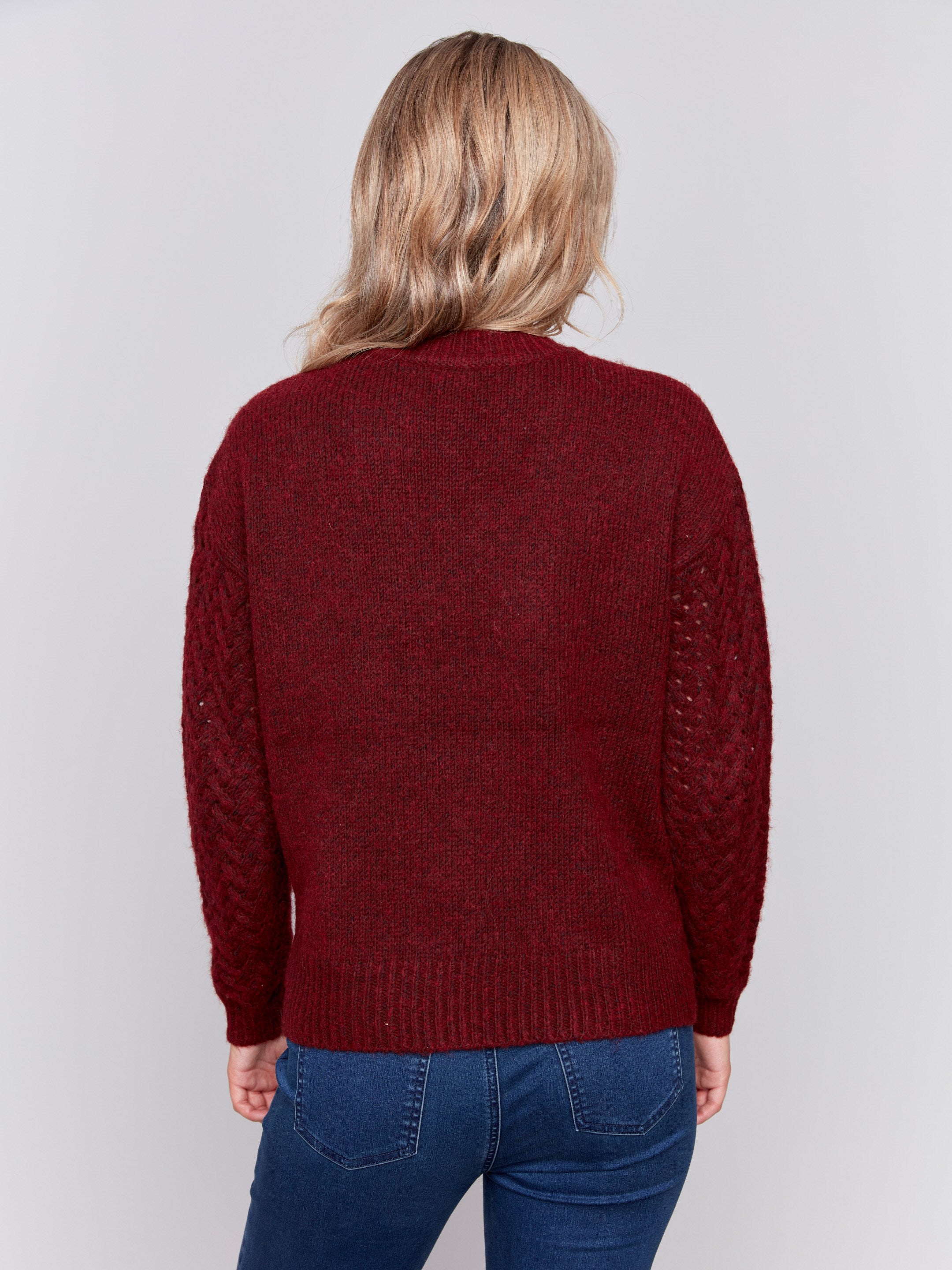 The Chain Pointelle Sweater in Cabernet