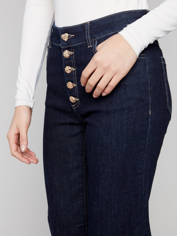 Stylish stretch denim jeans featuring an eye-catching five-pocket design by Charlie B.