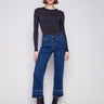 Indigo jeans with a cropped length and stylish flare fit, perfect for a modern look by Charlie B.