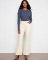 Natural flare leg stretch twill pants featuring a regular rise and five-pocket design by Charlie B.