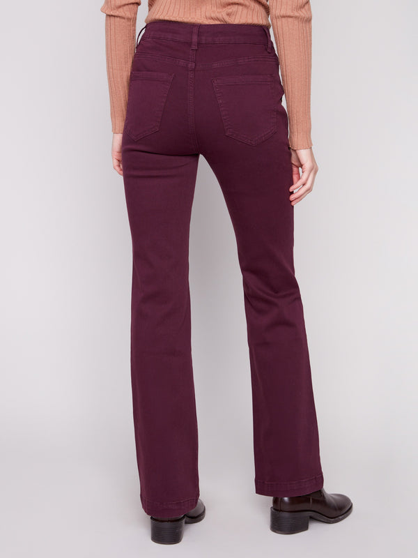 Berry pants showcase a regular rise and stylish back pockets, tailored in comfortable stretch twill by Charlie B.