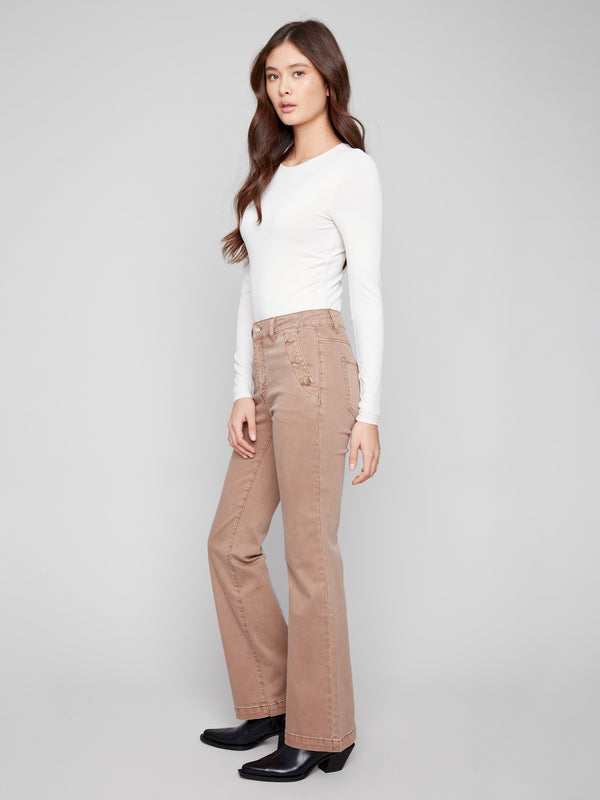 Comfortable truffle pants with back pockets and a modern flair, perfect for any occasion by Charlie B.