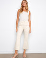 Natural color twill pants with a flared fit and stretch fabric, ideal for versatile styling by Charlie B.
