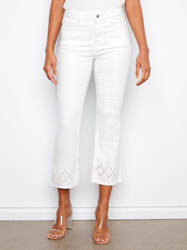 These cropped length pants are ideal for warmer days, providing comfort and style. A versatile addition by Charlie B.