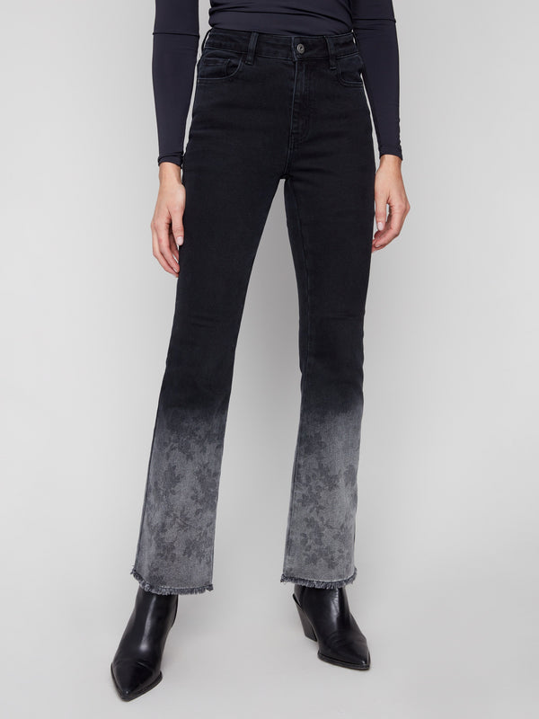 Crafted from stretch denim material, these charcoal flared jeans offer a comfortable fit by Charlie B.