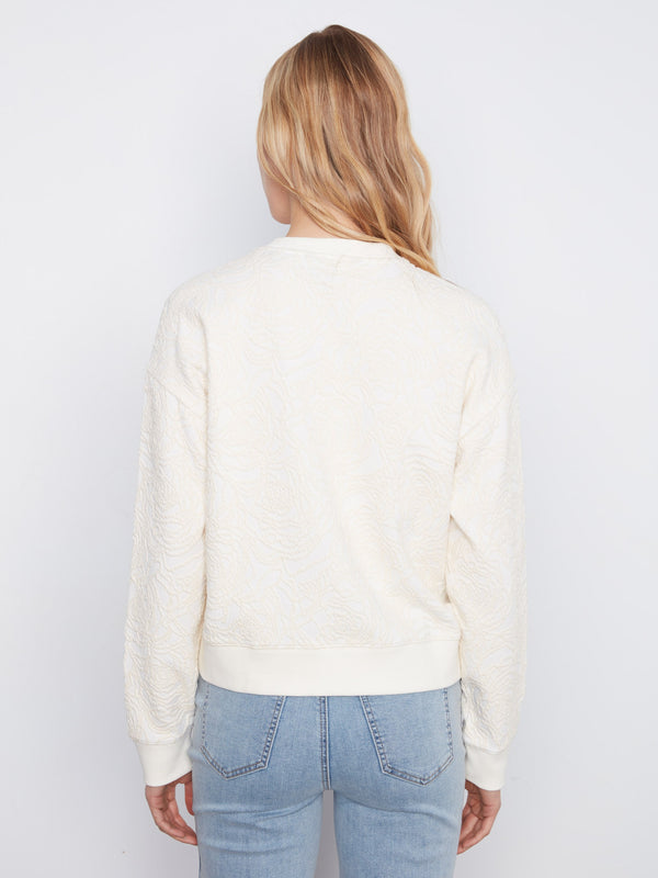 Floral Crew Neck Sweatshirt - Buttercream