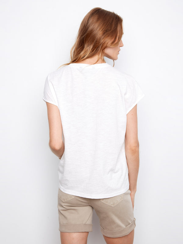 Floral Embroidered Cotton Cap Sleeve Top - Primavera