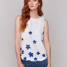 Top with crew neckline featuring a coastal floral pattern by Charlie B.