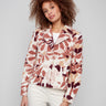Cabernet floral sherpa fleece coat featuring a stylish lapel collar, adding elegance to your wardrobe by Charlie B.