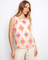 Floral pattern top with a charming sleeveless design, perfect for warm days. Crafted in soft fabric by Charlie B.