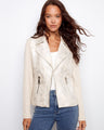 The jacket features a stylish lapel notch collar, enhancing its modern appeal by Charlie B.