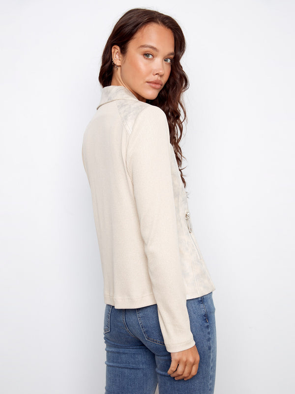 Zipper details add a touch of edgy sophistication to this chic jacket by Charlie B.