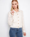 Champagne linen blend jacket featuring short length and elegant design, perfect for any occasion by Charlie B.