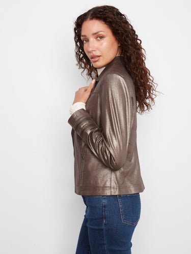 Zipper details give this short-length jacket an edgy and contemporary vibe. By Charlie B.