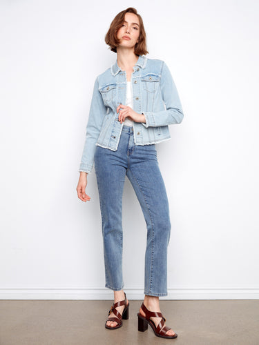 Functional front patch pockets make this stylish denim jacket an essential piece for your casual collection by Charlie B.
