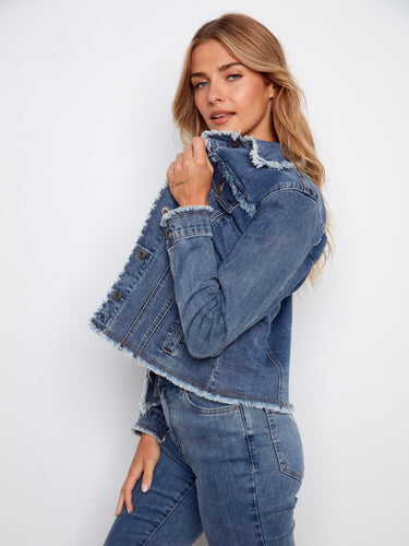 Enjoy the comfort of stretch denim in this modern and stylish jacket, perfect for everyday wear. Beautifully tailored by Charlie B.