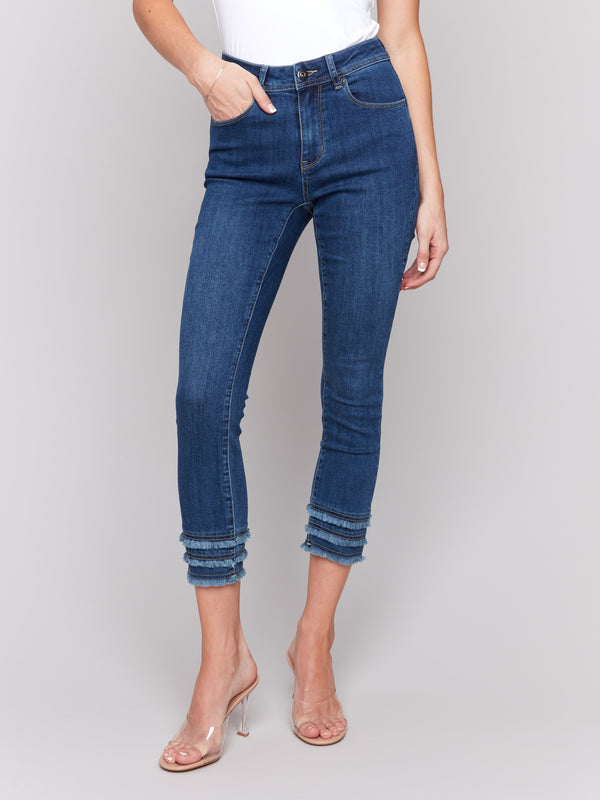 Indigo jeans with comfortable stretch twill fabric by Charlie B.