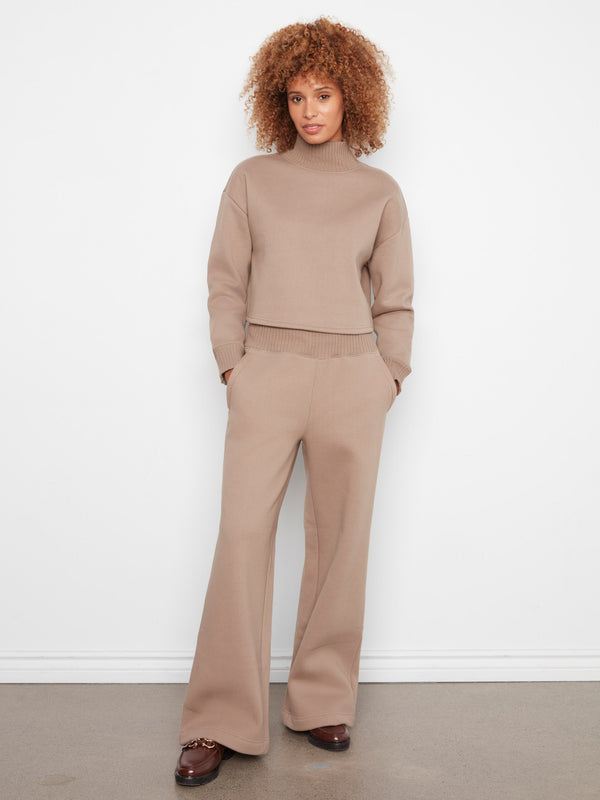 French Terry Mock Neck Top - Taupe