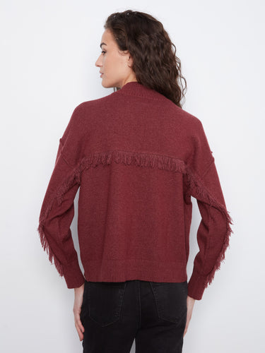 Heather-Merlot sweater displaying drop shoulder design for a relaxed fit and modern style by Charlie B.